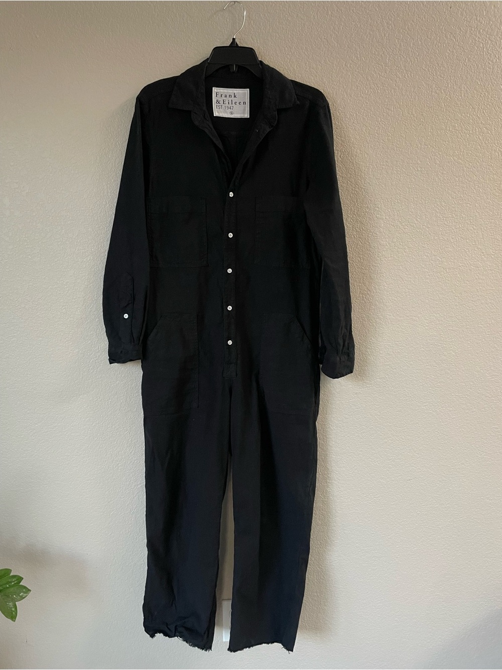 Frank & Eileen Northern Ireland Black Button-Front Long-Sleeve Jumpsuit